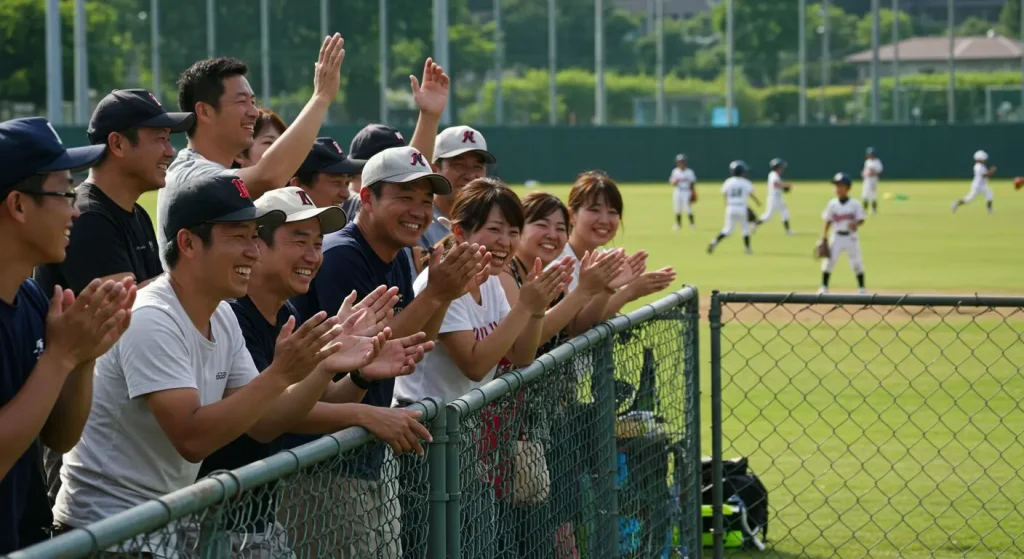 スポーツ大会で保護者が子供達を応援している時の写真