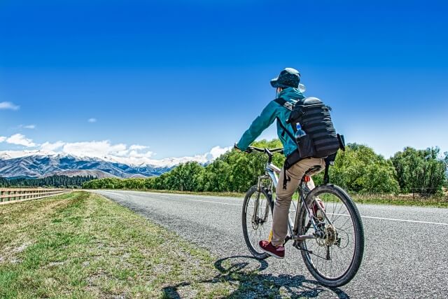 自転車でサイクリングをしている時の写真。